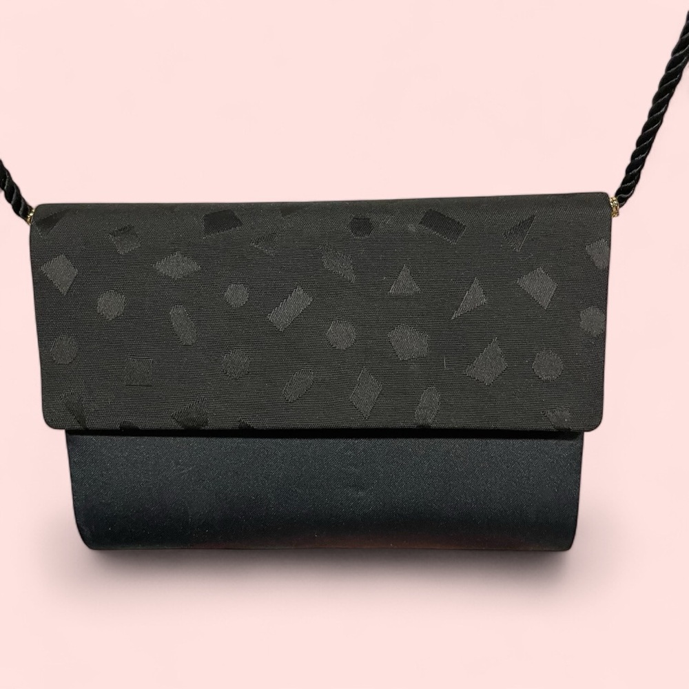 Vintage 80s silk geometric envelope crossbody bag okd money Whiting & Davis luxe